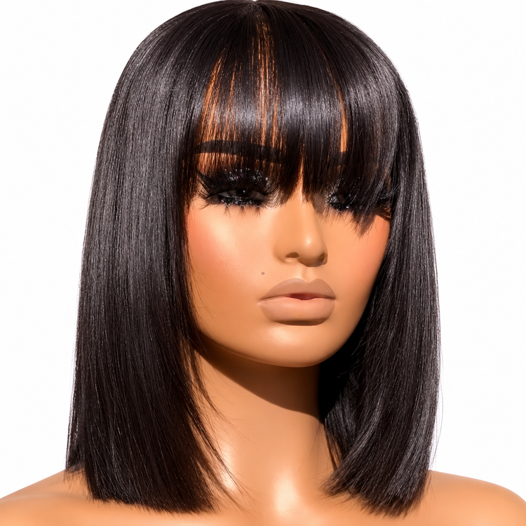 Miss Nhyira - Short Fringe Straight Bob Wig – Glueless - 180% Density