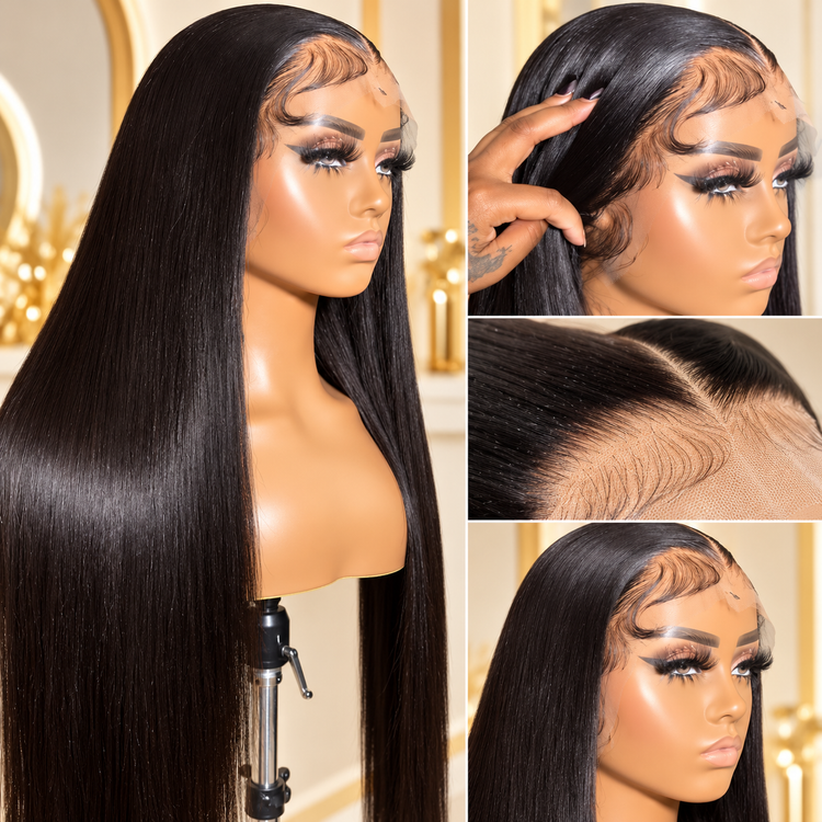 Miss Nhyira - Bone Straight Vietnamese Hair Wig – Natural Black/1B, 180% Density, HD Full Lace Frontal