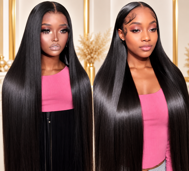 Miss Nhyira - Bone Straight Vietnamese Hair Wig – Natural Black/1B, 180% Density, HD Full Lace Frontal