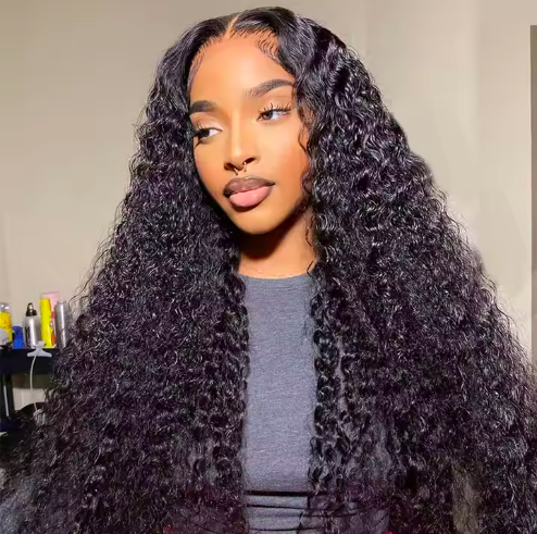 Miss_Nhyira.RKM, 1B, Lace Front Human Hair Wigs, HD Wet and Wavy Loose Deep Wave Frontal Wig