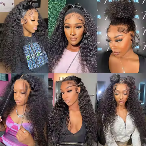 Miss_Nhyira.RKM, 1B, Lace Front Human Hair Wigs, HD Wet and Wavy Loose Deep Wave Frontal Wig