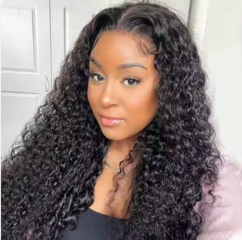 Miss_Nhyira.RKM, 1B, Lace Front Human Hair Wigs, HD Wet and Wavy Loose Deep Wave Frontal Wig