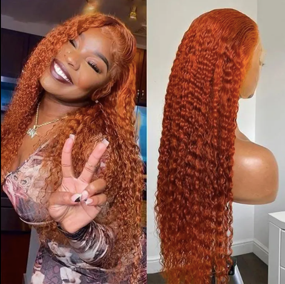 Miss_Nhyira.RKM, 350#, 13x4 HD Transparent Water Wave Lace Front Wigs for Black Women 180% Density Curly Glueless Colored Wigs 350#