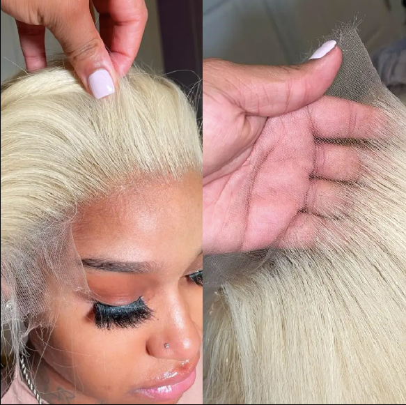 Miss_Nhyira.RKM, #613 Straight, HD Lace Front Wig Human Hair Pre Plucked Brazilian Straight 613 Blonde 13x4 Transparent Lace Frontal Wigs