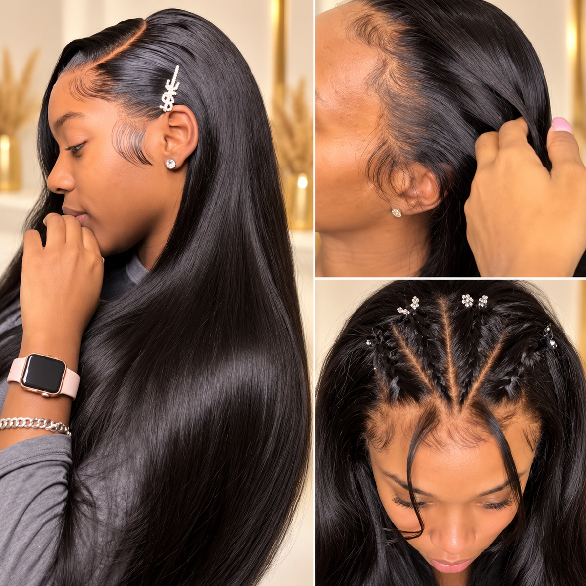 Miss Nhyira - Bone Straight Vietnamese Hair Wig – Natural Black/1B, 180% Density, HD Full Lace Frontal