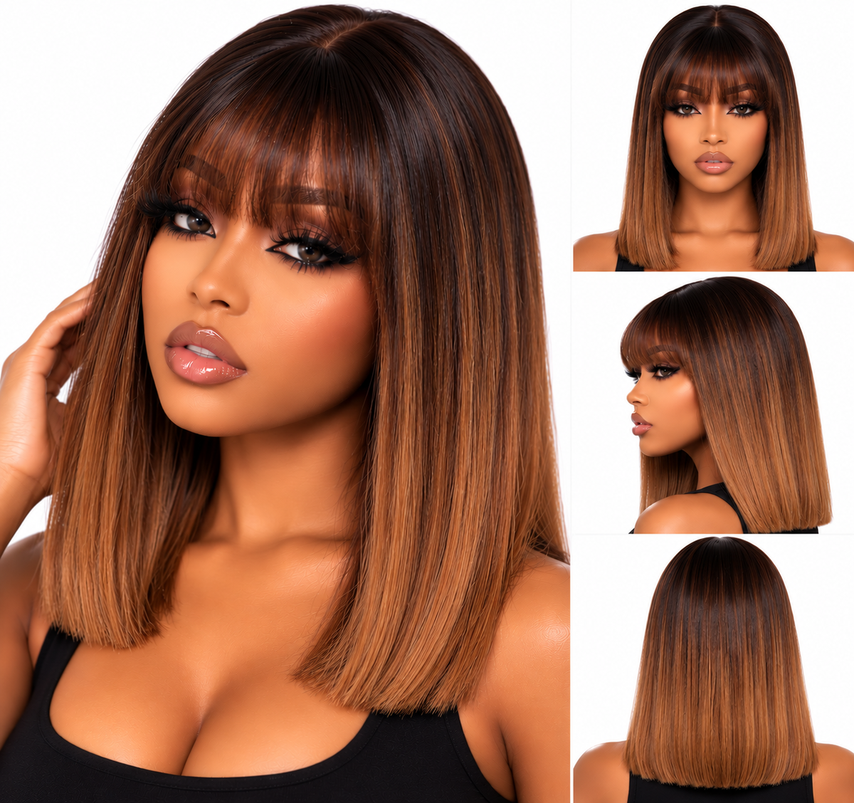 Miss Nhyira - Short Fringe Straight Bob Wig – Glueless - 180% Density